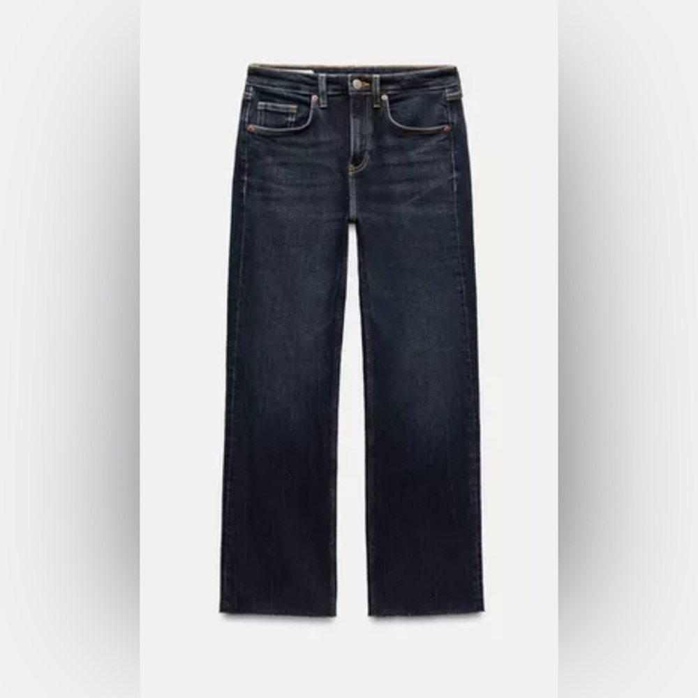 Zara Flared Cropped High Waist TRF Jeans
